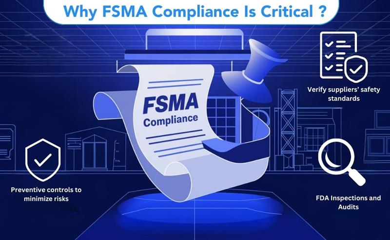 Why FSMA Compliance Is Critical Preventive controls to minimize to risks,
Verify supplier's safety standards,
FDA Inspections and Audits