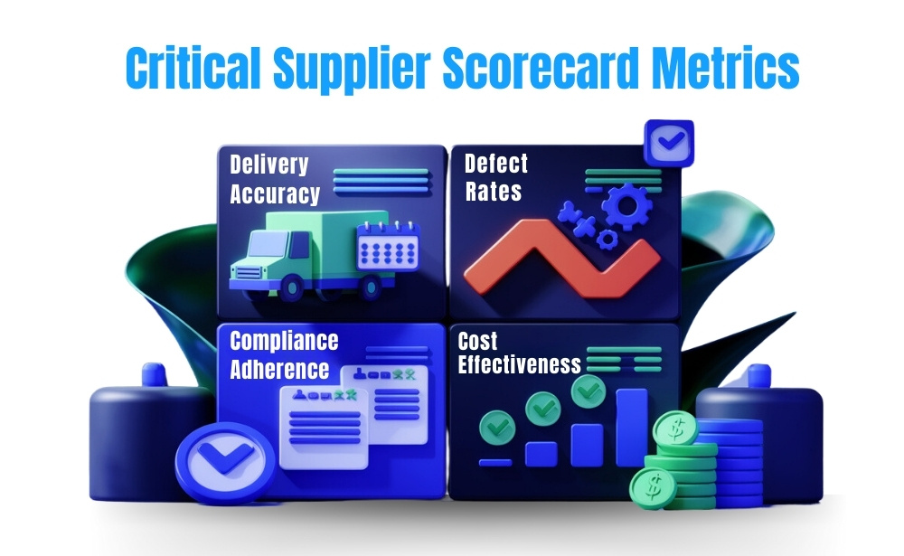 Critical supplier scorecard metrics for effective supply chain risk management and performance tracking.