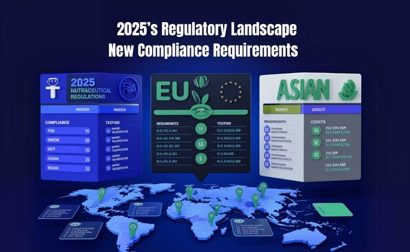 Infographic on 2025's Regulatory Landscape with global compliance requirements.